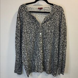 Merona Cotton Leopard Anima Print Button Up Cardigan Sweater Size 3X
